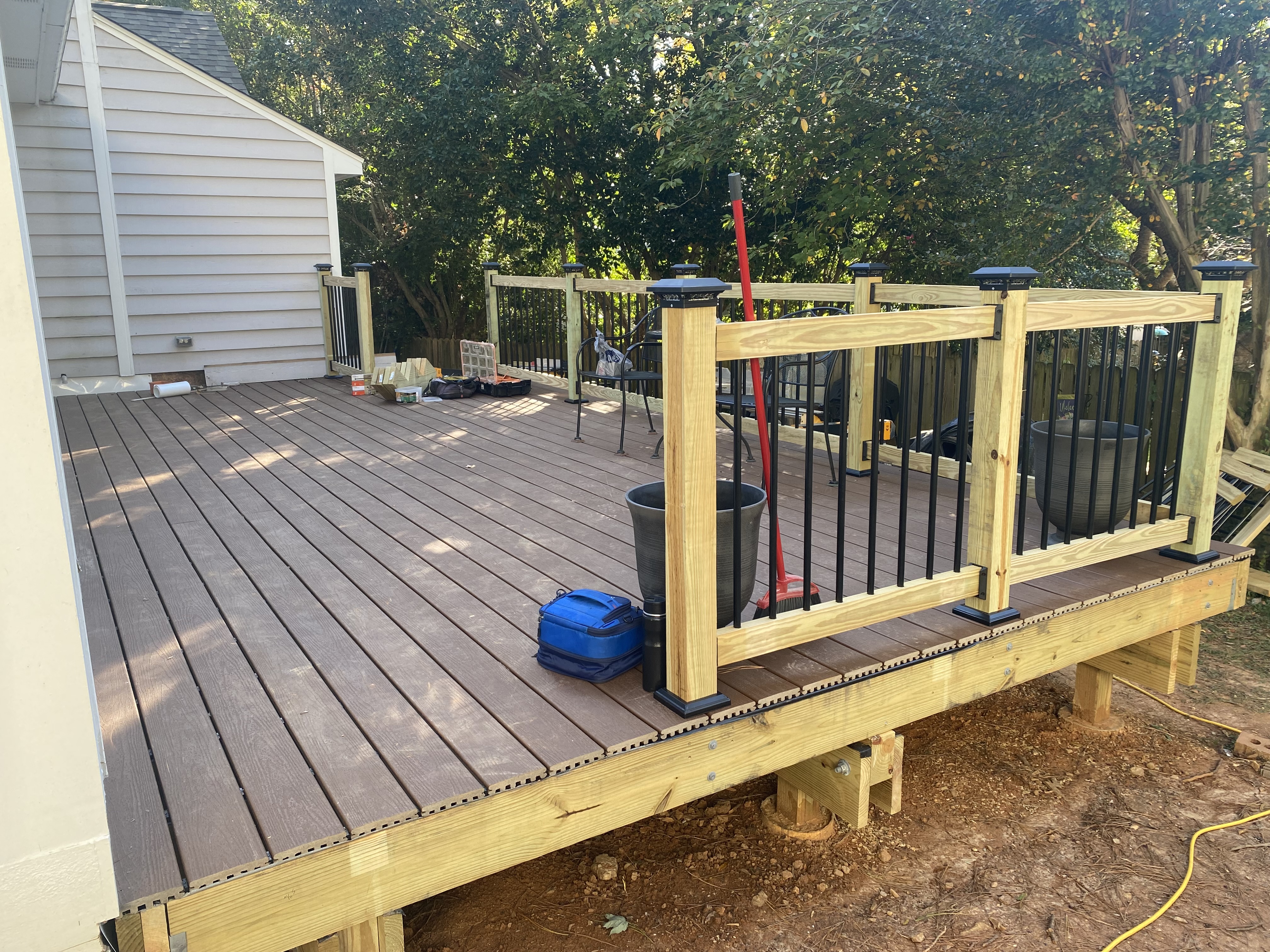 Completed deck build by His Handy Hands in Raleigh NC