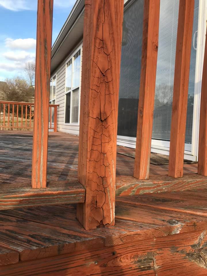 Deteriorating deck structure before renovation by His Handy Hands