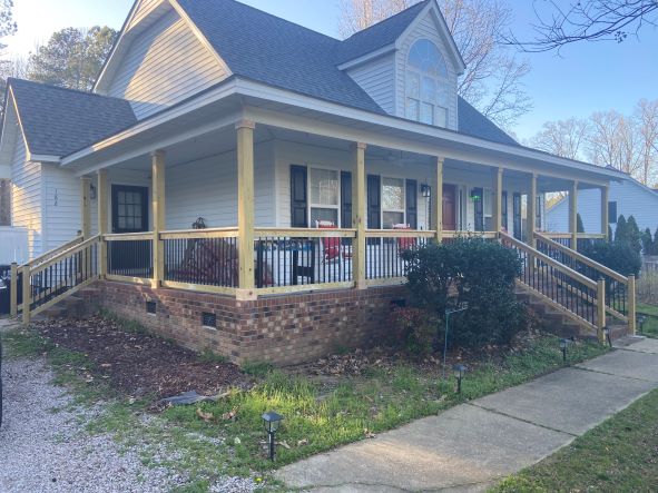 Front porch railing installation completed by His Handy Hands in Raleigh NC