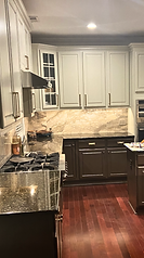 Finished kitchen cabinet painting and countertop installation by His Handy Hands